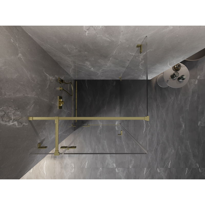 Mexen Lunar T cabine de douche pivotante gauche 70 x 70 cm, transparent, or brossé - 834T-070-070-55-00-L