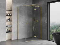 Mexen Mist-H T cabine de douche pivotante droite 120 x 90 cm, transparent, or brossé - 8A5T-120-090-55-00-P