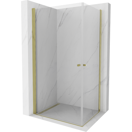 Mexen Pretoria Duo cabine de douche pivotante 90 x 80 cm, transparent, doré - 852-090-080-50-00-02