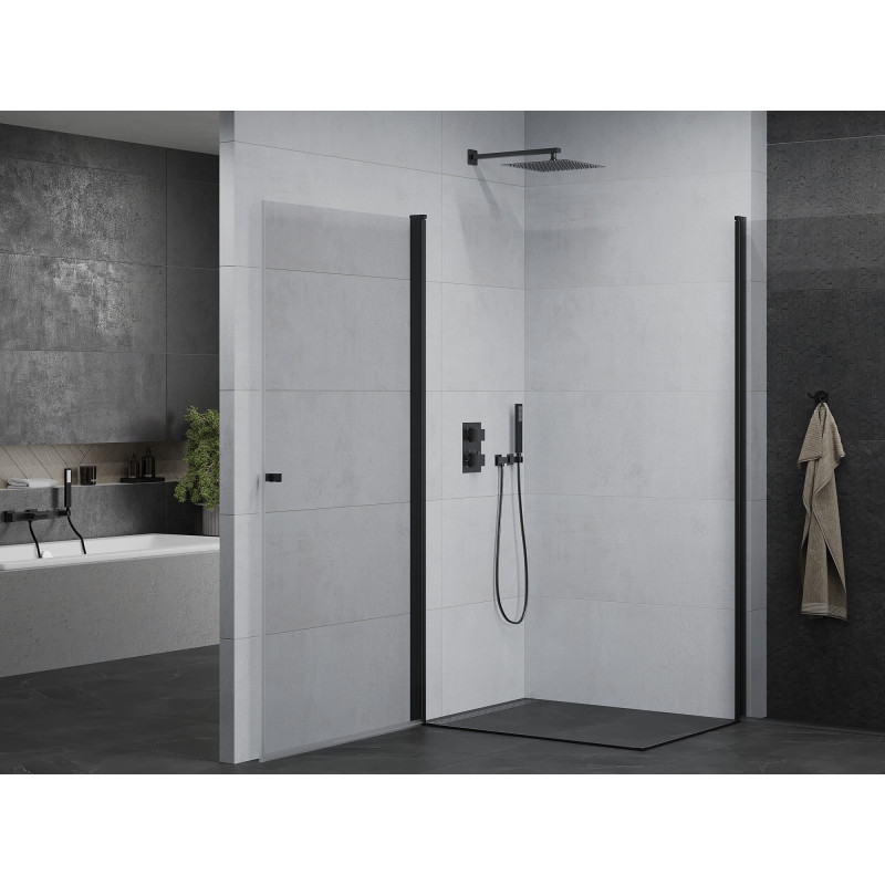 Mexen Pretoria Duo cabine de douche à charnières 80 x 70 cm, transparent, noir - 852-080-070-70-00-02