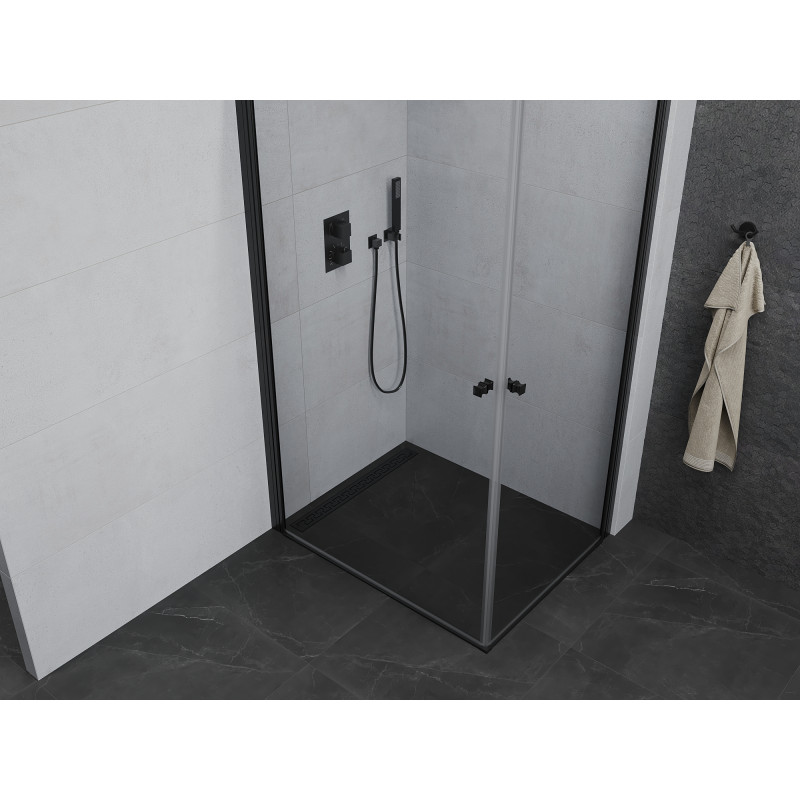 Mexen Pretoria Duo cabine de douche à charnières 80 x 70 cm, transparent, noir - 852-080-070-70-00-02