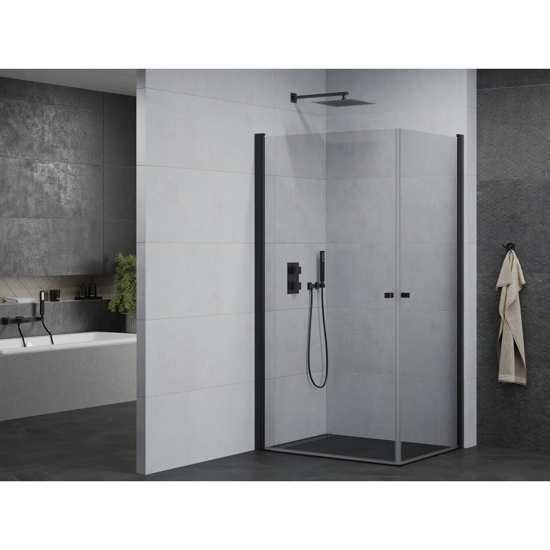 Mexen Pretoria Duo cabine de douche à charnières 80 x 70 cm, transparent, noir - 852-080-070-70-00-02