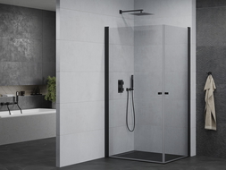 Mexen Pretoria Duo cabine de douche battante 80 x 70 cm, transparent, noir - 852-080-070-70-00-02