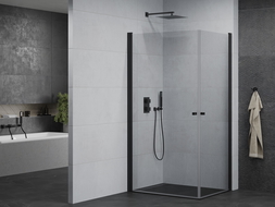 Mexen Pretoria Duo cabine de douche pivotante 90 x 80 cm, transparent, noir - 852-090-080-70-00-02