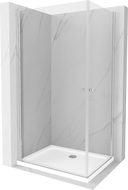 Mexen Pretoria Duo cabine de douche battante 80 x 70 cm, transparent, chrome + receveur plat - 852-080-070-01-02-4010