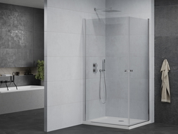 Mexen Pretoria Duo cabine de douche battante 80 x 70 cm, transparent, chrome + receveur plat - 852-080-070-01-02-4010