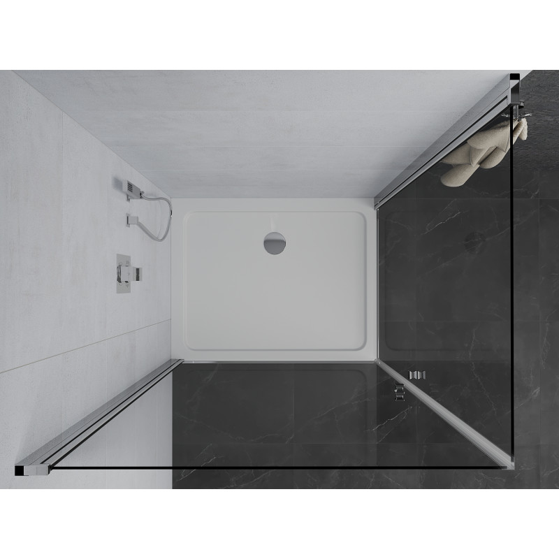 Mexen Pretoria Duo cabine de douche pivotante 80 x 70 cm, transparent, chrome + receveur Flat - 852-080-070-01-02-4010