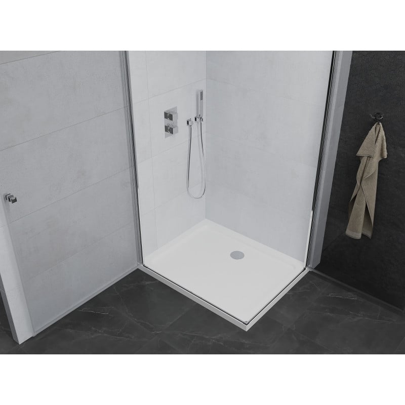 Mexen Pretoria Cabine de douche pivotante Duo 90 x 80 cm, transparente, chrome + receveur plat - 852-090-080-01-02-4010