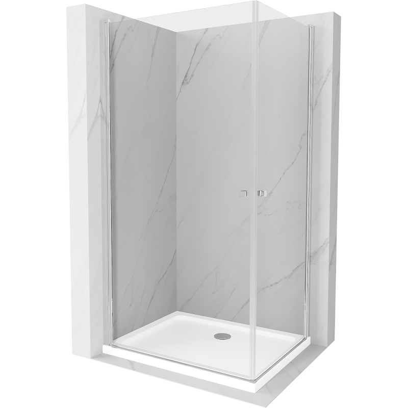 Mexen Pretoria Cabine de douche pivotante Duo 90 x 80 cm, transparente, chrome + receveur plat - 852-090-080-01-02-4010