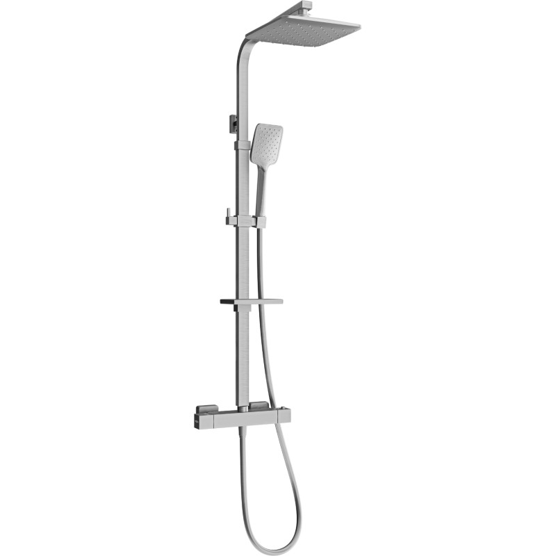 Mexen CQ62 set de douche exposé avec douche à effet pluie et robinet thermostatique, gris pistolet brossé - 772506295-66