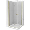 Mexen Pretoria Duo cabine de douche pivotante 70 x 70 cm, transparente, or + receveur plat - 852-070-070-50-02-4010G