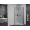 Mexen Pretoria Duo cabine de douche pivotante 70 x 70 cm, transparente, or + receveur plat - 852-070-070-50-02-4010G