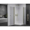 Mexen Pretoria Duo cabine de douche pivotante 70 x 70 cm, transparente, or + receveur plat - 852-070-070-50-02-4010G