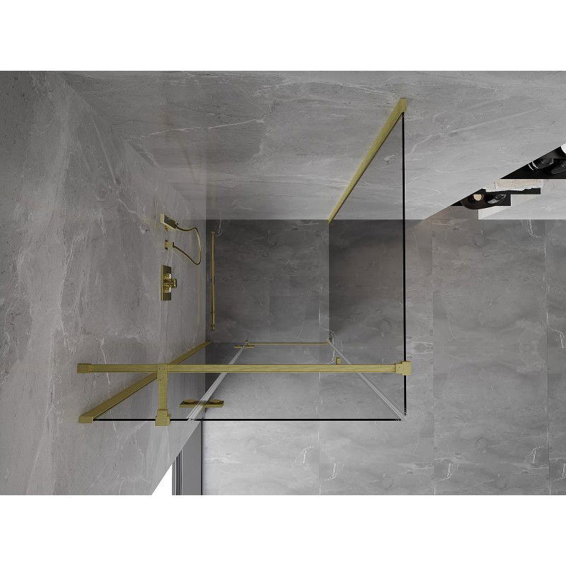 Mexen Mist-H T cabine de douche battante gauche 70 x 70 cm, transparent, or brossé - 8A5T-070-070-55-00-L