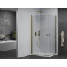 Mexen Pretoria Duo cabine de douche pivotante 80 x 70 cm, transparent, dorée + receveur Flat - 852-080-070-50-02-4010G