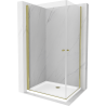 Mexen Pretoria Duo cabine de douche pivotante 90 x 80 cm, transparent, or + receveur Flat - 852-090-080-50-02-4010G