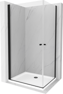 Mexen Pretoria Duo cabine de douche pivotante 80 x 70 cm, transparent, noir + receveur Flat - 852-080-070-70-02-4010B