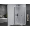 Mexen Pretoria Duo cabine de douche pivotante 90 x 80 cm, transparente, noire + receveur Flat - 852-090-080-70-02-4010B