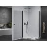 Mexen Pretoria Duo cabine de douche pivotante 90 x 80 cm, transparente, noire + receveur Flat - 852-090-080-70-02-4010B