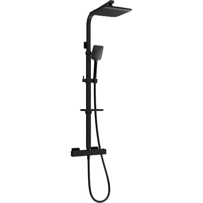 Mexen CQ62 ensemble de douche en surface avec colonne de douche et robinet thermostatique, noir - 772506295-70