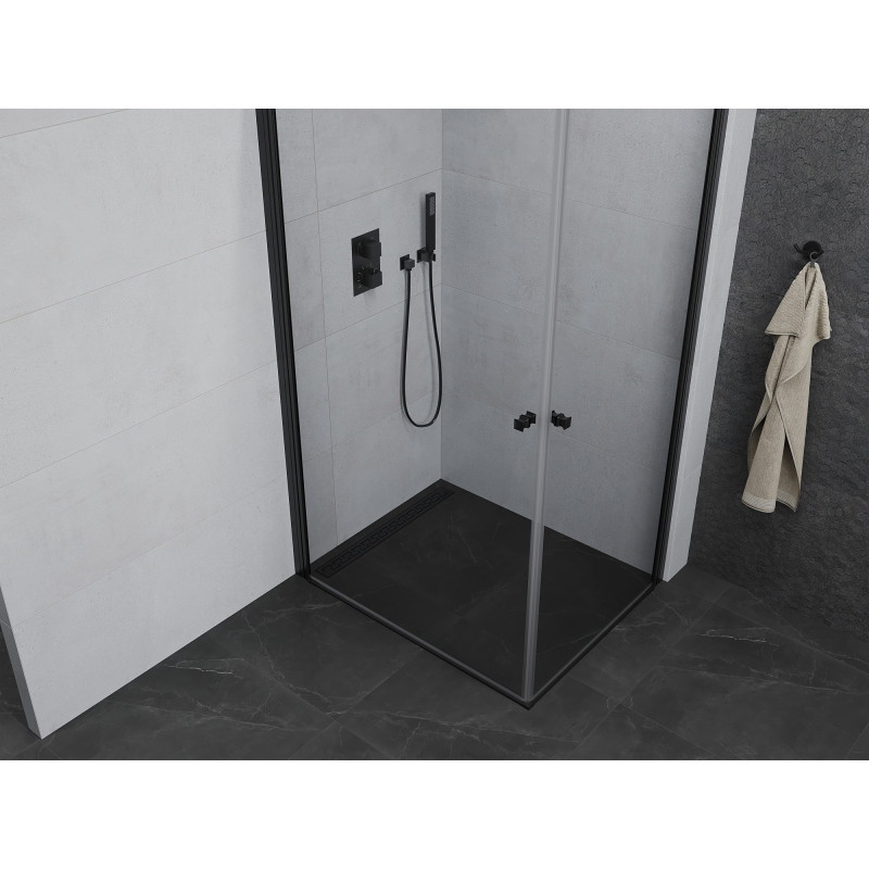 Mexen Pretoria Duo cabine de douche pivotante 100 x 90 cm, transparent, noire - 852-100-090-70-00-02