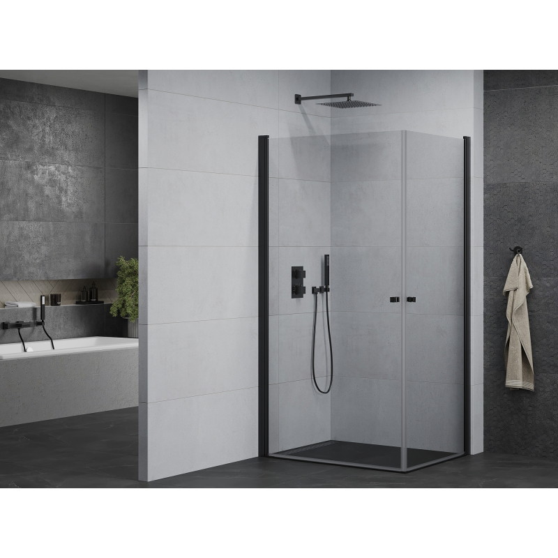 Mexen Pretoria Duo cabine de douche pivotante 100 x 90 cm, transparent, noire - 852-100-090-70-00-02