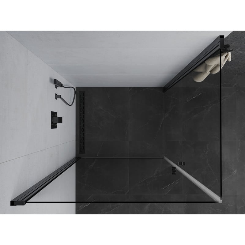 Mexen Pretoria Duo cabine de douche pivotante 100 x 90 cm, transparent, noir - 852-100-090-70-00-02