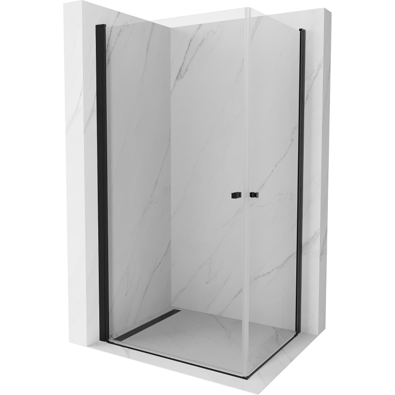 Mexen Pretoria Duo cabine de douche pivotante 100 x 90 cm, transparent, noir - 852-100-090-70-00-02