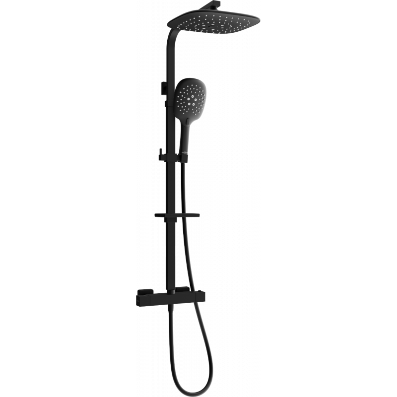 Mexen CQ22 ensemble de douche en saillie avec douche de tête et mitigeur thermostatique, noir - 772502295-70