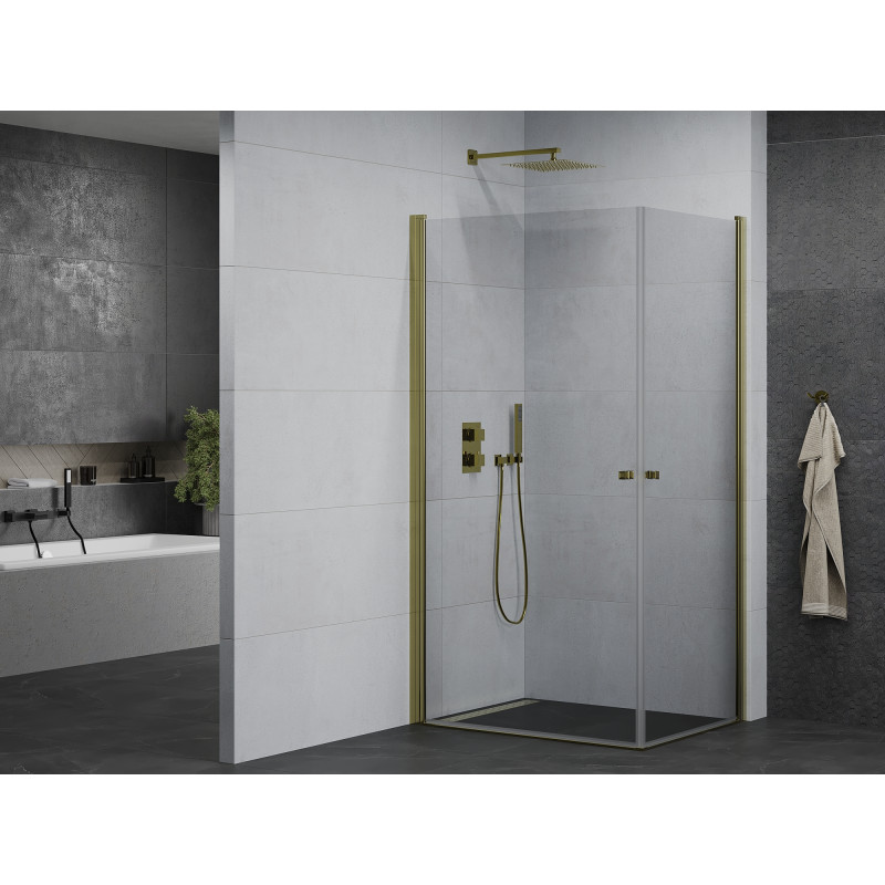Mexen Pretoria Duo cabine de douche pivotante 100 x 90 cm, transparente, or - 852-100-090-50-00-02