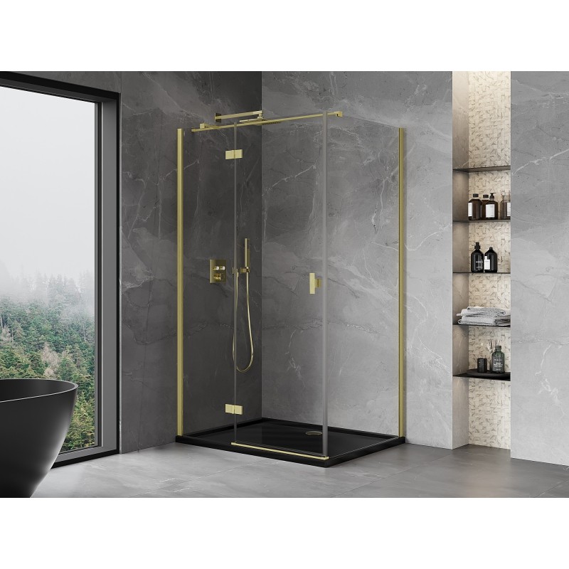 Mexen Mist-H T cabine de douche pivotante gauche 105 x 90 cm, transparent, or brossé - 8A5T-105-090-55-00-L