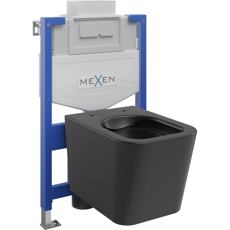 Ensemble WC encastré Mexen Fenix XS-U avec cuvette WC Teo, noir mat - 6853385XX85