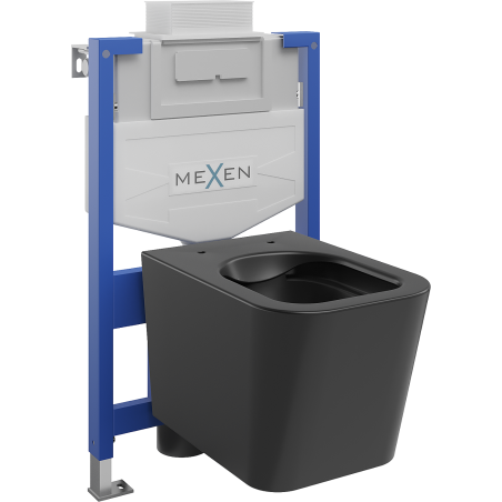 Ensemble WC encastré Mexen Fenix XS-U avec cuvette WC Teo, noir mat - 6853385XX85