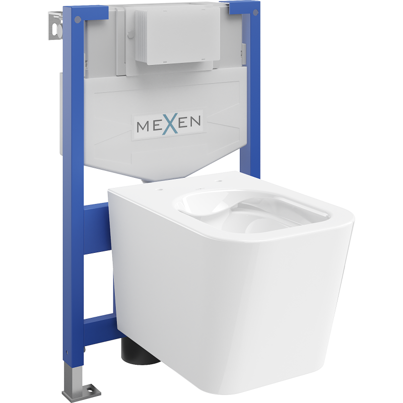 Ensemble WC encastré Mexen châssis Fenix XS-F avec cuvette WC Teo, blanc brillant - 6803385XX00