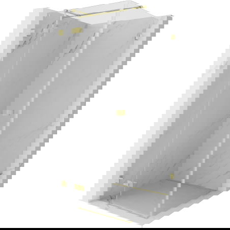 Mexen Lunar T cabine de douche pivotante à gauche 90 x 90 cm, transparent, or brossé - 834T-090-090-55-00-L