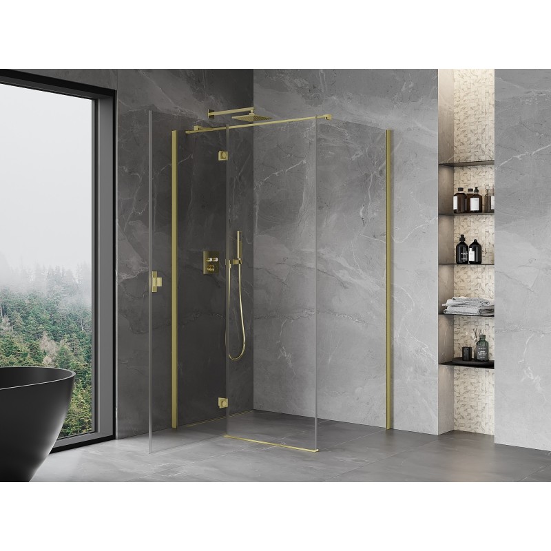 Mexen Mist-H T cabine de douche pivotante gauche 105 x 120 cm, transparent, or brossé - 8A5T-105-120-55-00-L