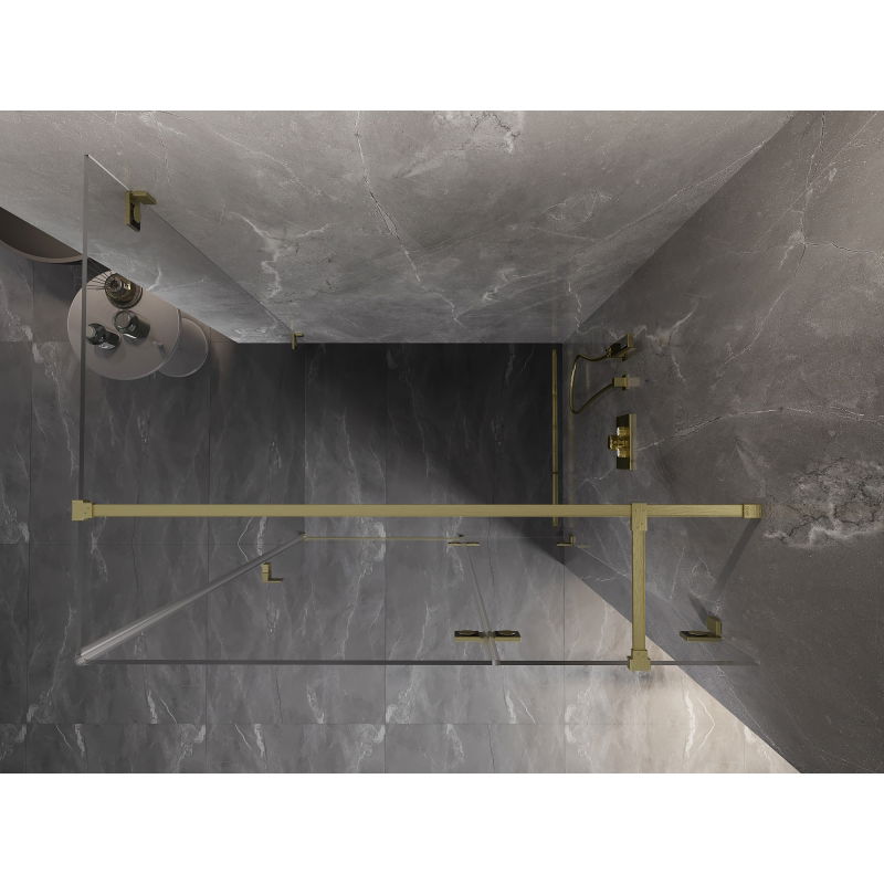 Mexen Lunar T cabine de douche battante droite 70 x 100 cm, transparent, or brossé - 834T-070-100-55-00-P