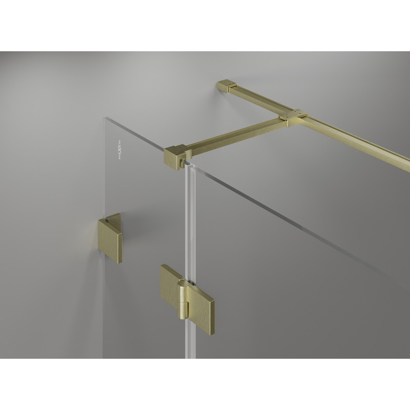Mexen Lunar T cabine de douche battante droite 75 x 80 cm, transparent, or brossé - 834T-075-080-55-00-P