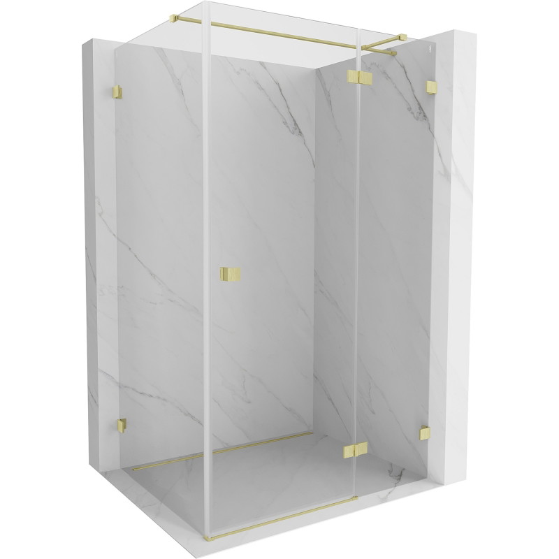Mexen Lunar T cabine de douche battante droite 75 x 80 cm, transparent, or brossé - 834T-075-080-55-00-P