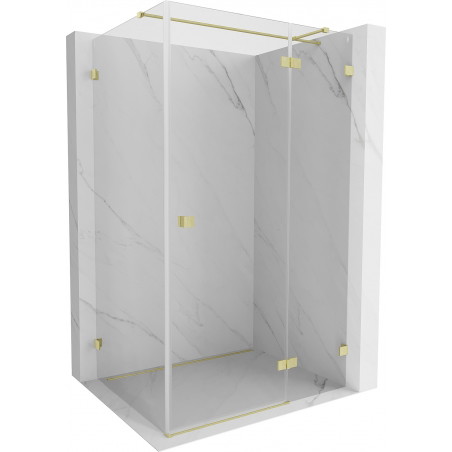 Mexen Lunar T cabine de douche battante droite 75 x 80 cm, transparent, or brossé - 834T-075-080-55-00-P