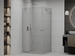 Mexen Roma Duo cabine de douche pivotante 90 x 80 cm, transparente, chrome - 854-090-080-02-00