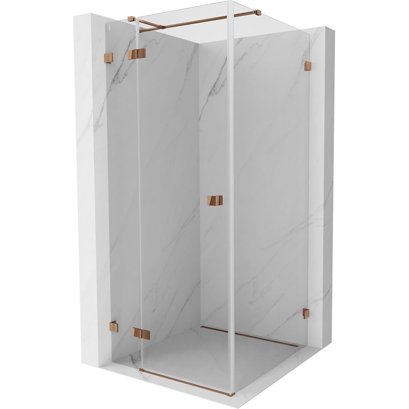 Mexen Lunar T cabine de douche pivotante gauche 80 x 80 cm, transparent, or rose - 834T-080-080-60-00-L