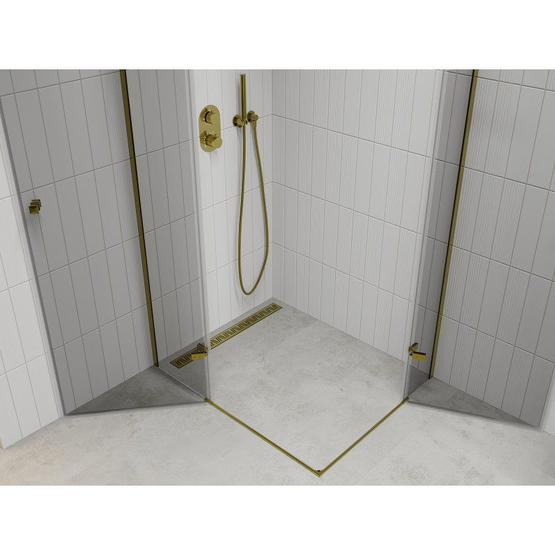 Mexen Roma Duo cabine de douche pivotante 80 x 70 cm, transparent, dorée - 854-080-070-50-00-02