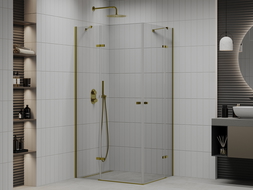 Mexen Roma Duo cabine de douche battante 80 x 70 cm, transparent, doré - 854-080-070-50-00-02