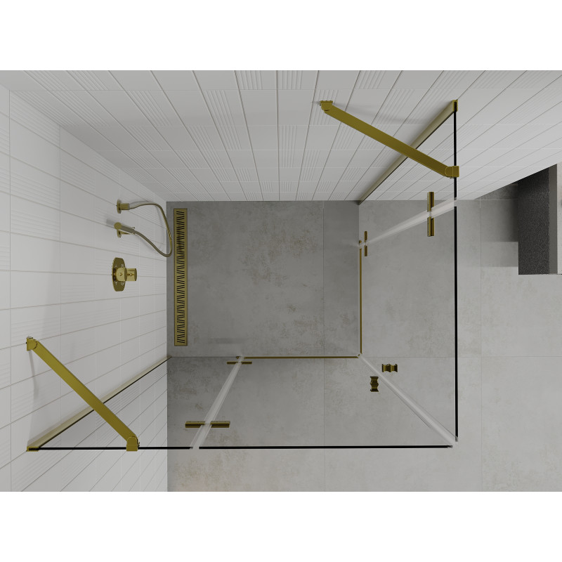 Mexen Roma Duo cabine de douche pivotante 80 x 70 cm, transparent, dorée - 854-080-070-50-00-02