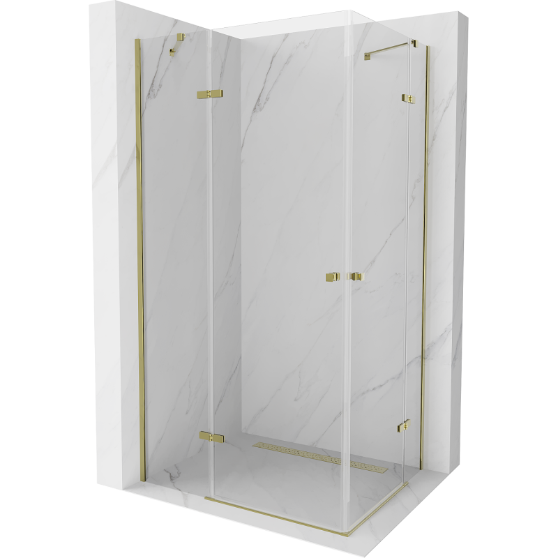 Mexen Roma Duo cabine de douche à porte battante 90 x 80 cm, transparent, dorée - 854-090-080-50-00-02