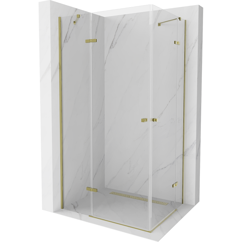 Mexen Roma Duo cabine de douche battante 100 x 90 cm, transparent, or - 854-100-090-50-00-02