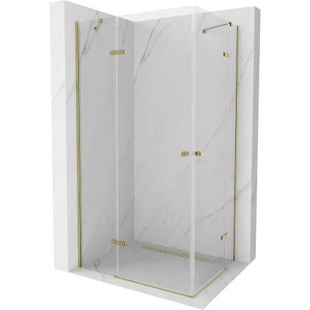 Mexen Roma Duo cabine de douche battante 100 x 90 cm, transparent, or - 854-100-090-50-00-02