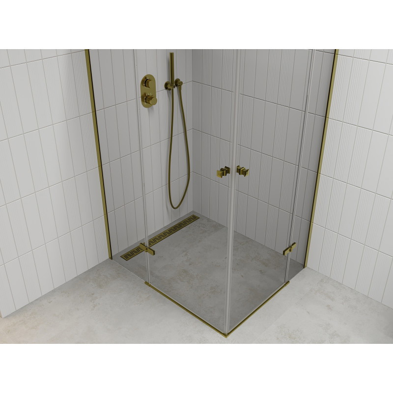 Mexen Roma Duo cabine de douche pivotante 100 x 90 cm, transparent, or - 854-100-090-50-00-02