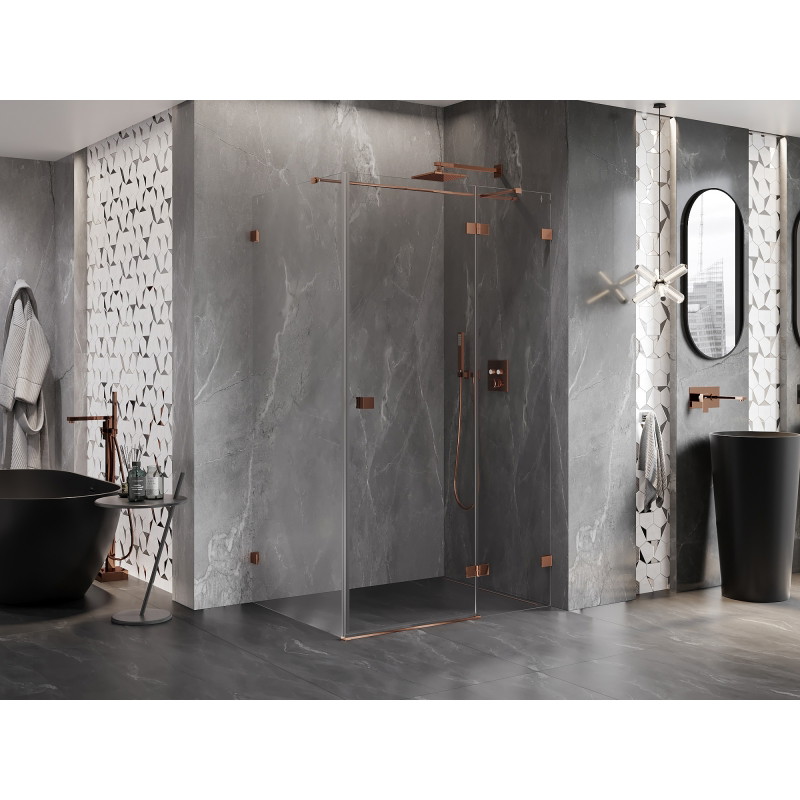 Mexen Lunar T cabine de douche battante droite 85 x 90 cm, transparent, or rose - 834T-085-090-60-00-P